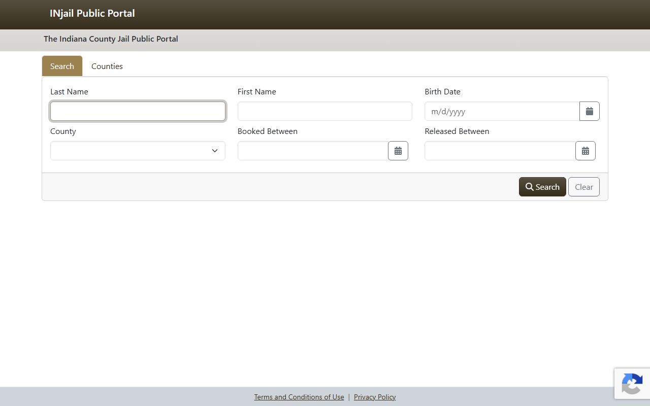 INjail Public Access statewide portal for Parke County inmate roster searches