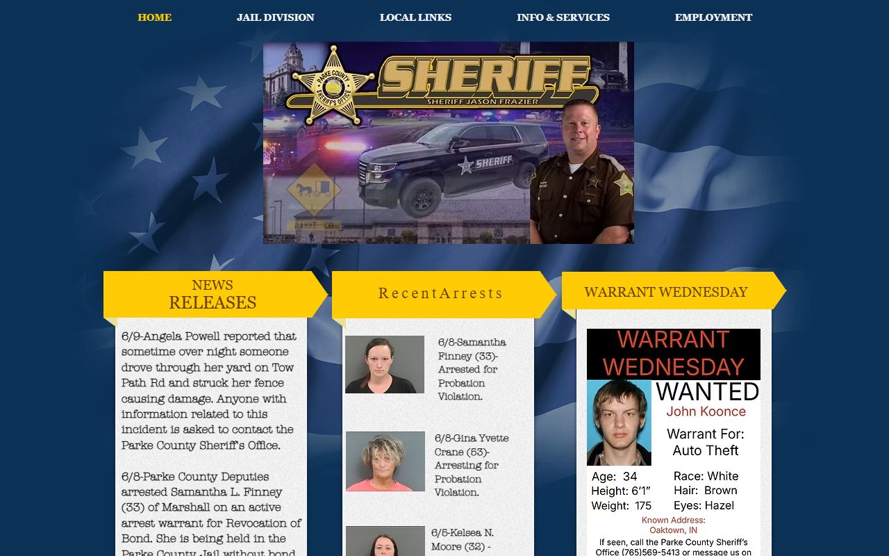 Parke County jail mugshots sheriff recent arrest posts